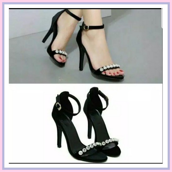 Hak Hils Heels Zara-677 Polkadot Tali Pita Original  Premium (He Abbushoes Ak 11 Sepatu High H