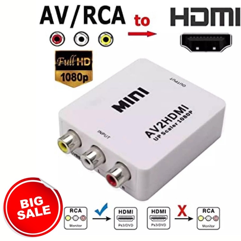 CONVERTER AV TO HDMI RCA TO HDMI MINI ADAPTER HD VIDEO 1080P