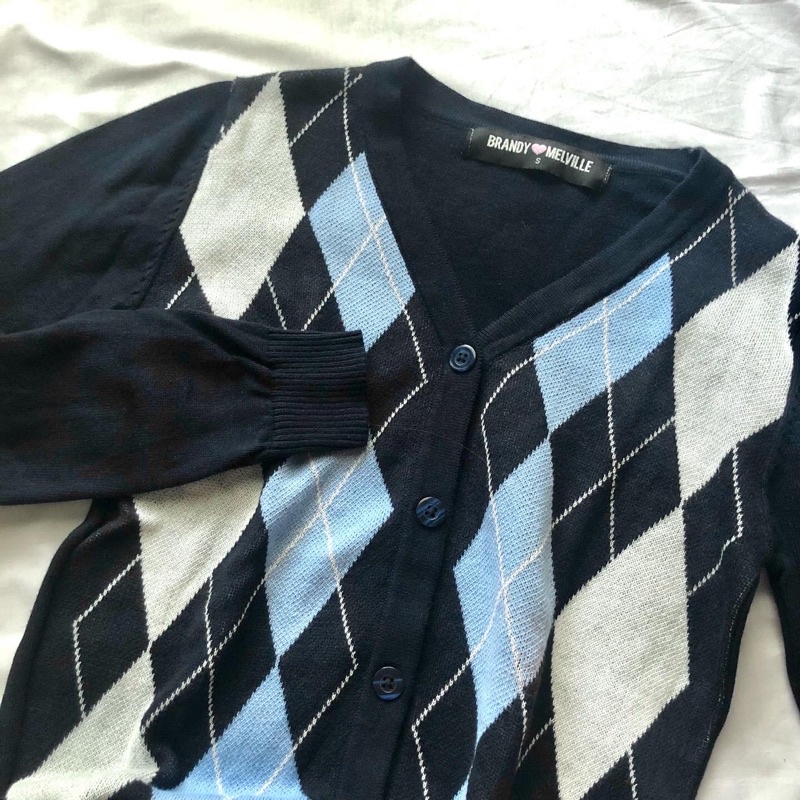 Brandy Melville Elizabeth Cardigan in Blue-Black ORI Indo [Preloved]
