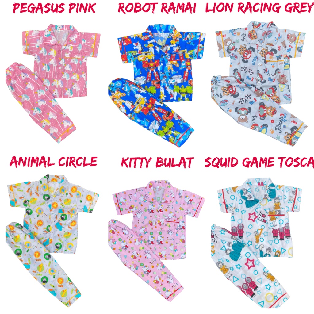 PIYAMA ANAK JUNIOR 6-12 TH / BAJU TIDUR / PEJAMAS / SETELAN ANAK / BABYDOLL KODE B