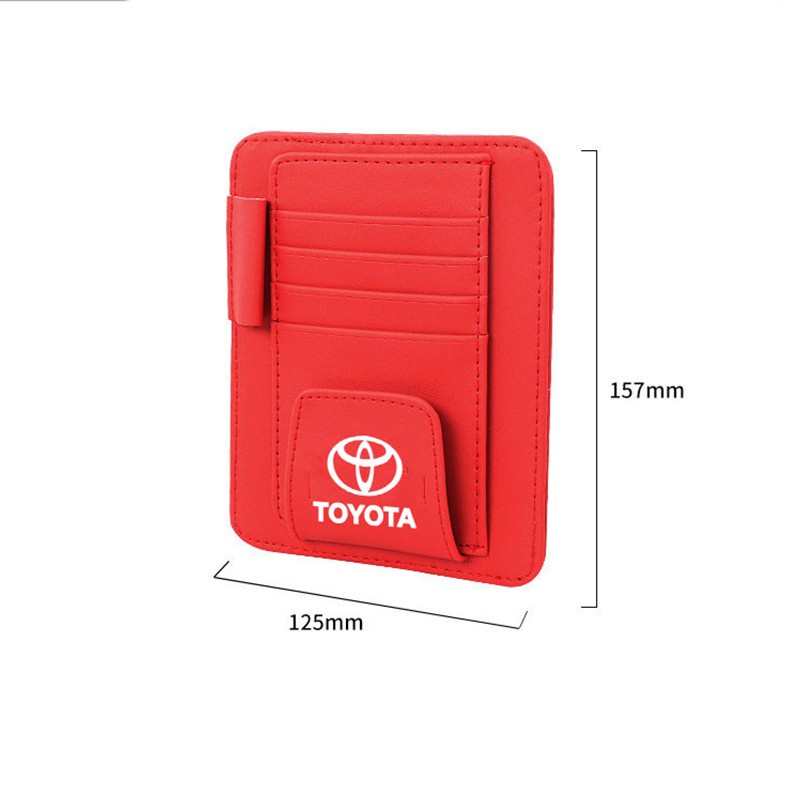 Toyota Tas Pouch Organizer CD / DVD / Kacamata / Pen Bahan Kulit Untuk Sun Visor Mobil