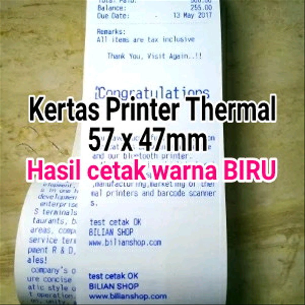 

Jual Kertas printer 58mm x 47mm struk kasir hasil cetak warna BIRU thermal merk OTANI Murah