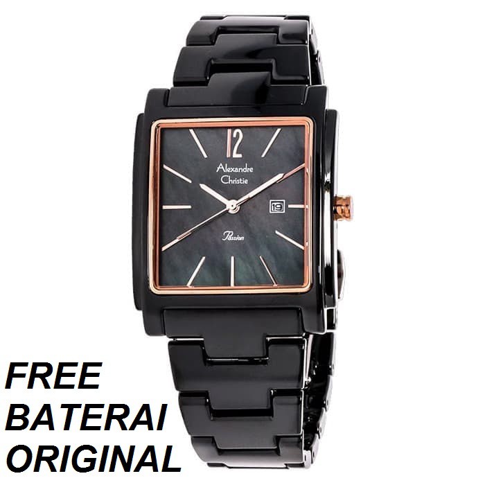 JAM TANGAN WANITA ALEXANDRE CHRISTIE AC 2613 FULL BLACK CERAMIC ORIGINAL GARANSI RESMI 1 TAHUN