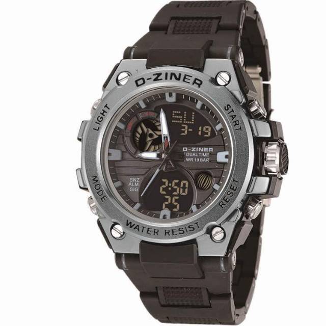 Jam Tangan Pria D-Ziner Original Dual Time Water Resist