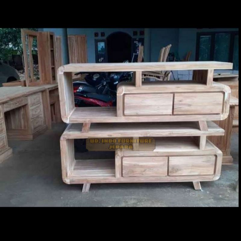 meja tv / bufet polos minimalis furnitut kayu jati jepara