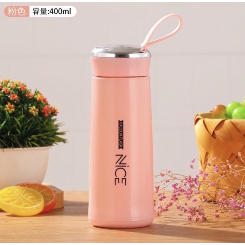 Botol minum Anak - Botol minum Kaca - Botol kaca 400ml - Botol Vaccum Flask NICE 400ml