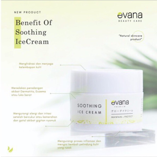 SOOTHING ICE CREAM, CREAM ANTI IRITASI  evana beauty care