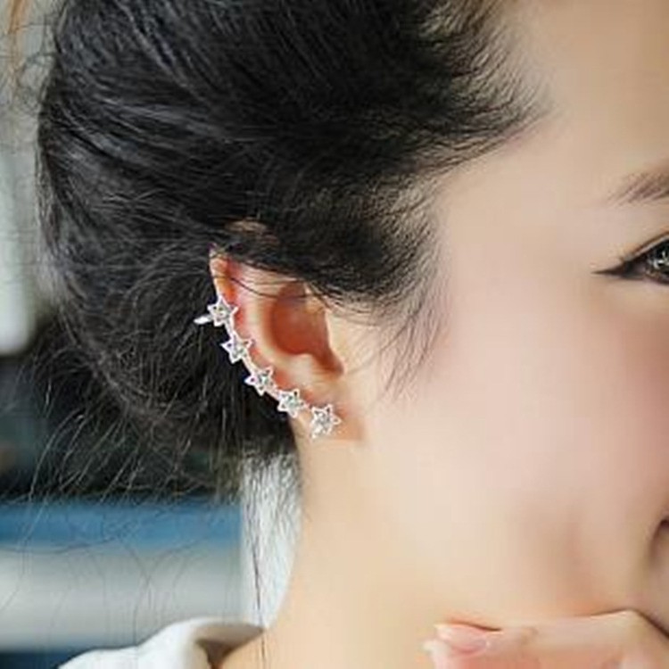 Fashion anting berlian imitasi bintang mengkilap