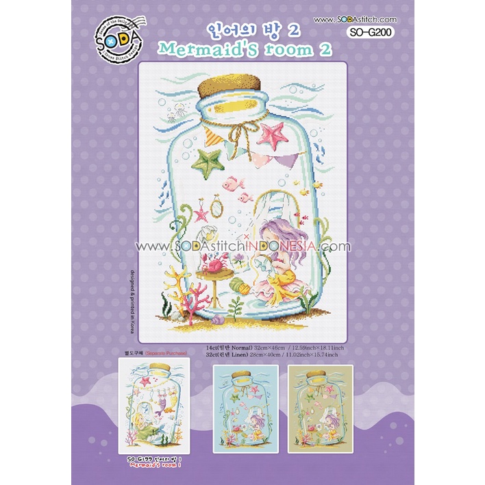 Paket DIY Craft Sulam Kristik Original Asli Sodastitch Soda Stitch SO-G200 Mermaid's Room 2