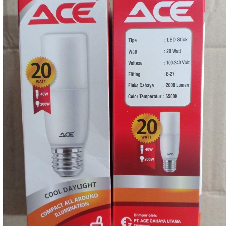 Lampu Bohlam LED Stick ACE 20Watt - ACE LED STICK Bulb 20 Watt 20W Stik