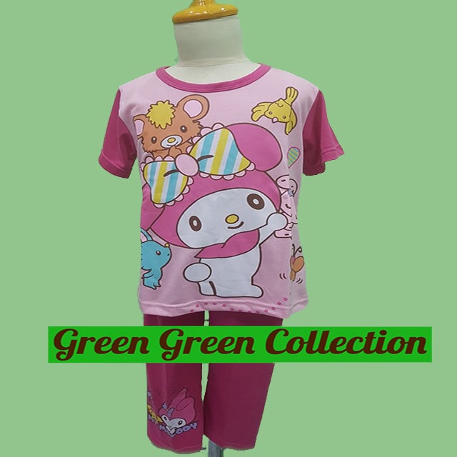 Baju Tidur Piyama Kaos Anak Premium My Melody Pink