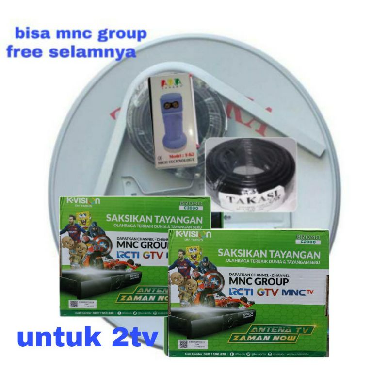 Antena parabola 60cm untuk 2TV lengkap receiver k vision C2000 bisa mnc group