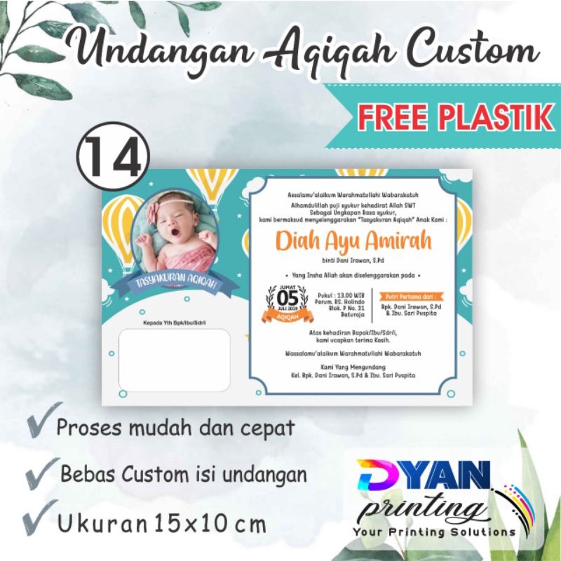 UNDANGAN AQIQAH BAYI CUSTOM FREE PLASTIK