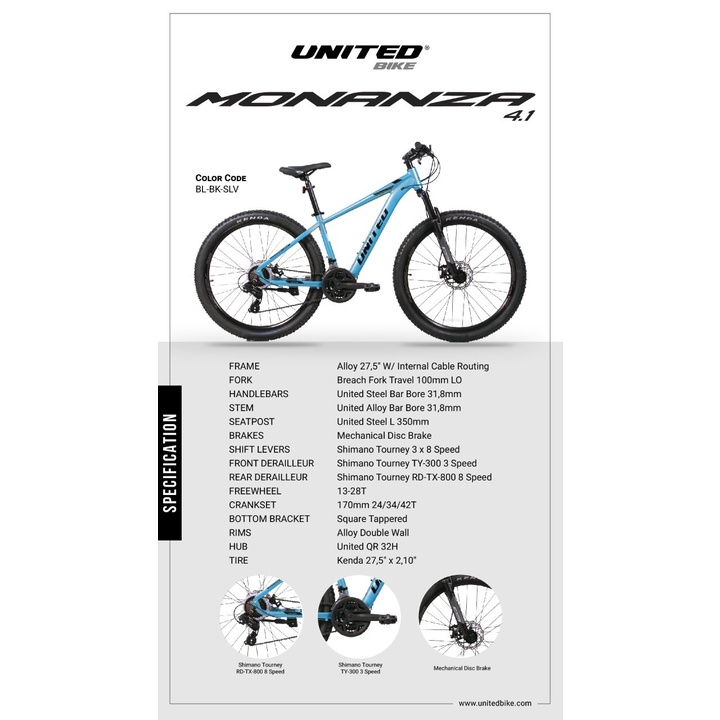 Sepeda Gunung MTB UNITED Monanza 4.1 3x8 Speed Shimano Disc Brake
