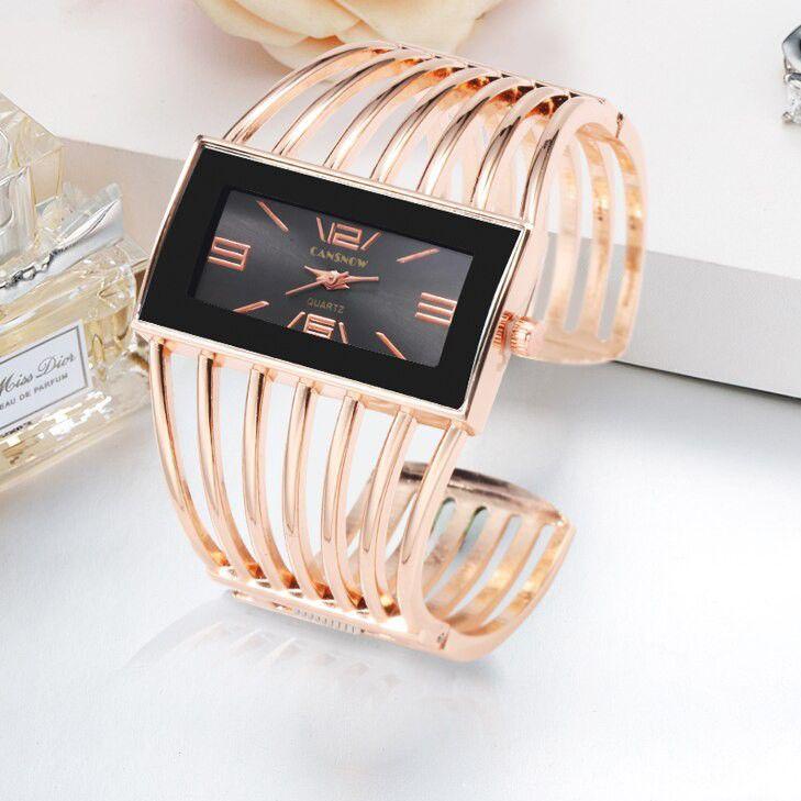 Stok terbatas.. HOT PROMO Cansnow Wanita Jam Tangan Mewah Modis Mawar Emas Gelang Gelang Jam Tangan 