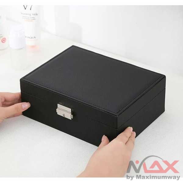 BLOONG Kotak perhiasan dua tingkat / Tempat perhiasan / kotak penyimpanan perhiasan / box perhiasan / jewelry box / Box Penyimpanan Perhiasan dan Jam Tangan 2 Layer - ZUZ-006 Jewelry Box for Women Large Capacity Lockable Organizer Holder Display Storage