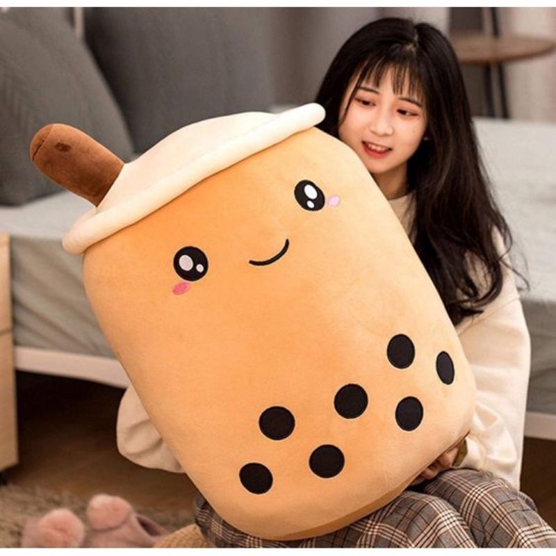 Boneka bantal boba milk tea brown sugar ukuran JUMBO