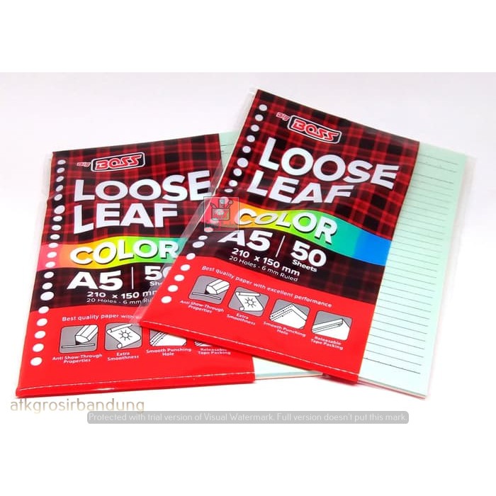 

Kertas Binder Big Boss Loose Leaf Color A5 50 Lembar