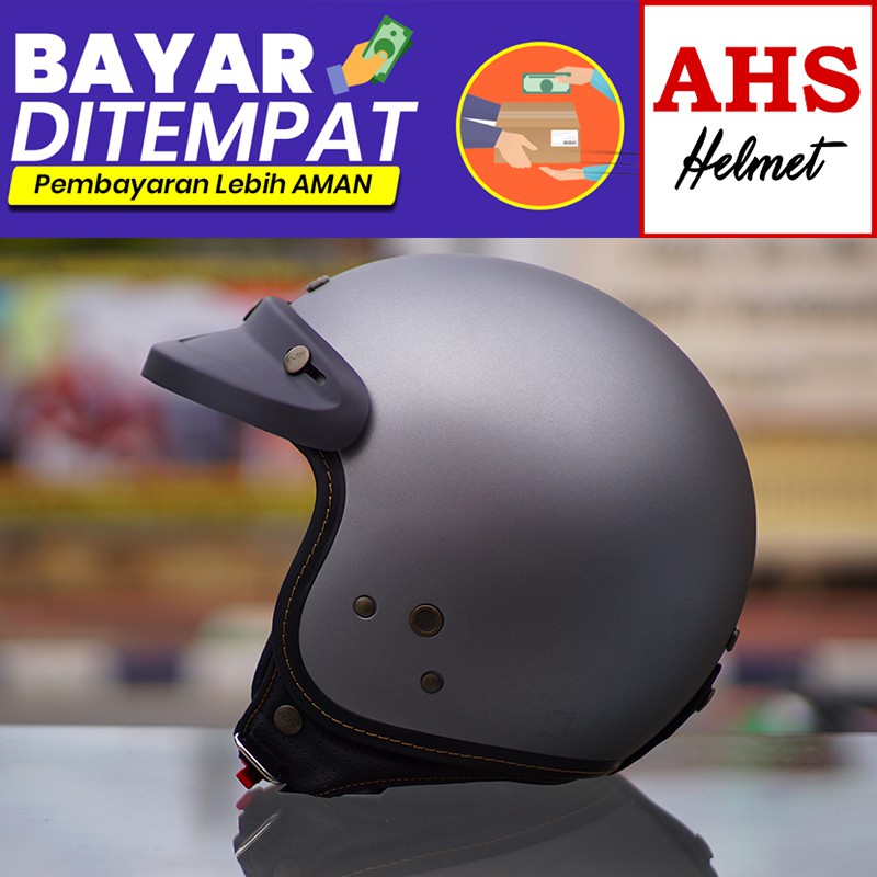 ( TERMURAH ) Helm Bogo NJS Bogo Retro Njs NR 80 Free Pet topi helm njs bogo helm retro dewasa njs-Silver Doff