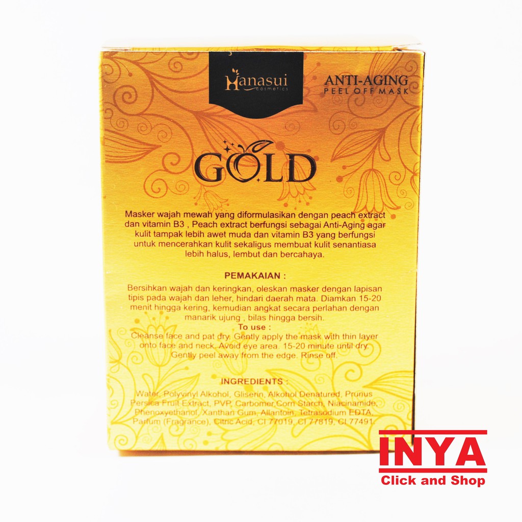 Masker Wajah HANASUI GOLD MASK - Peel Off  Mask BOX isi 10 Sachet