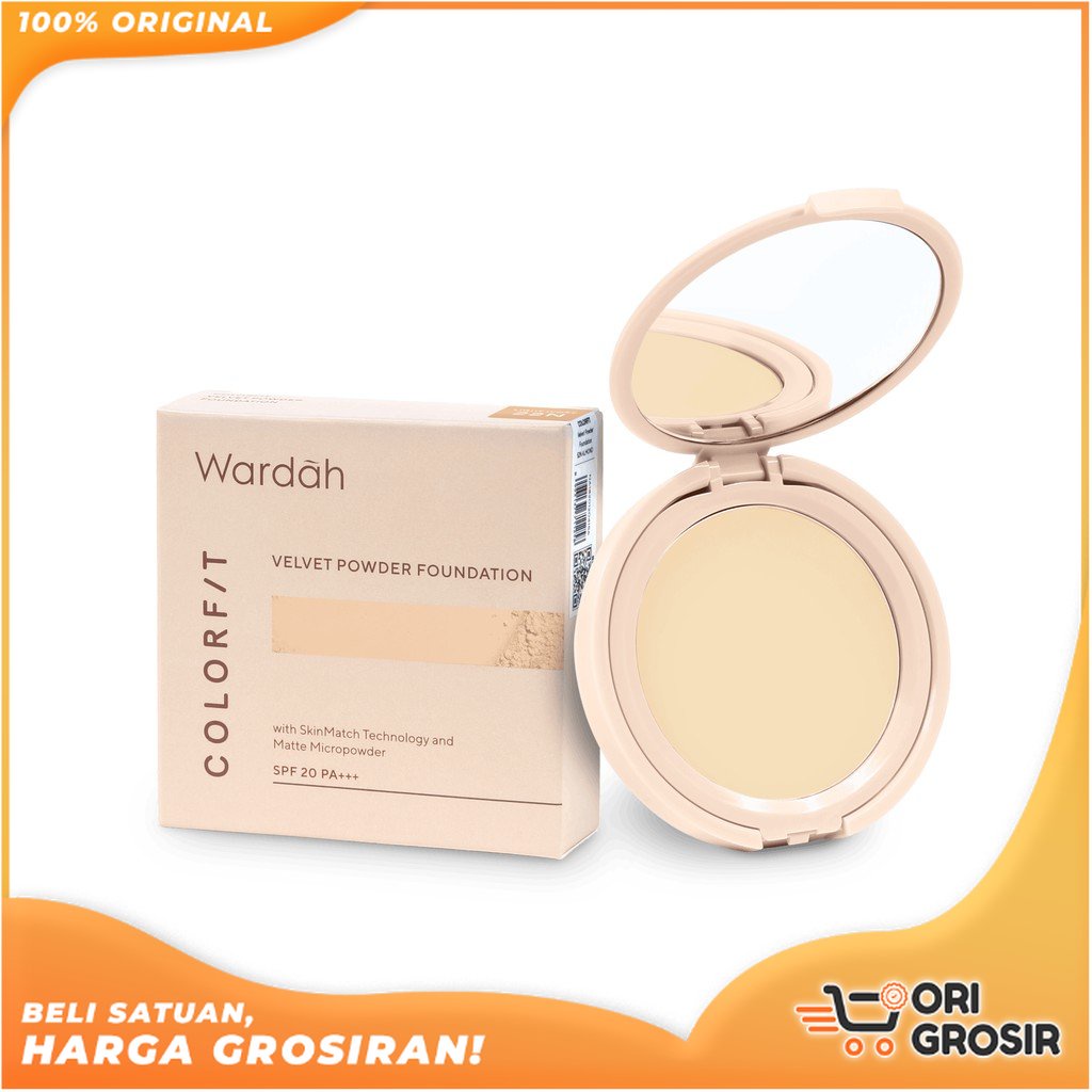 ORI Grosir WARDAH Colorfit Velvet Powder Foundation SPF 20 PA+++ | TWC Bedak Padat