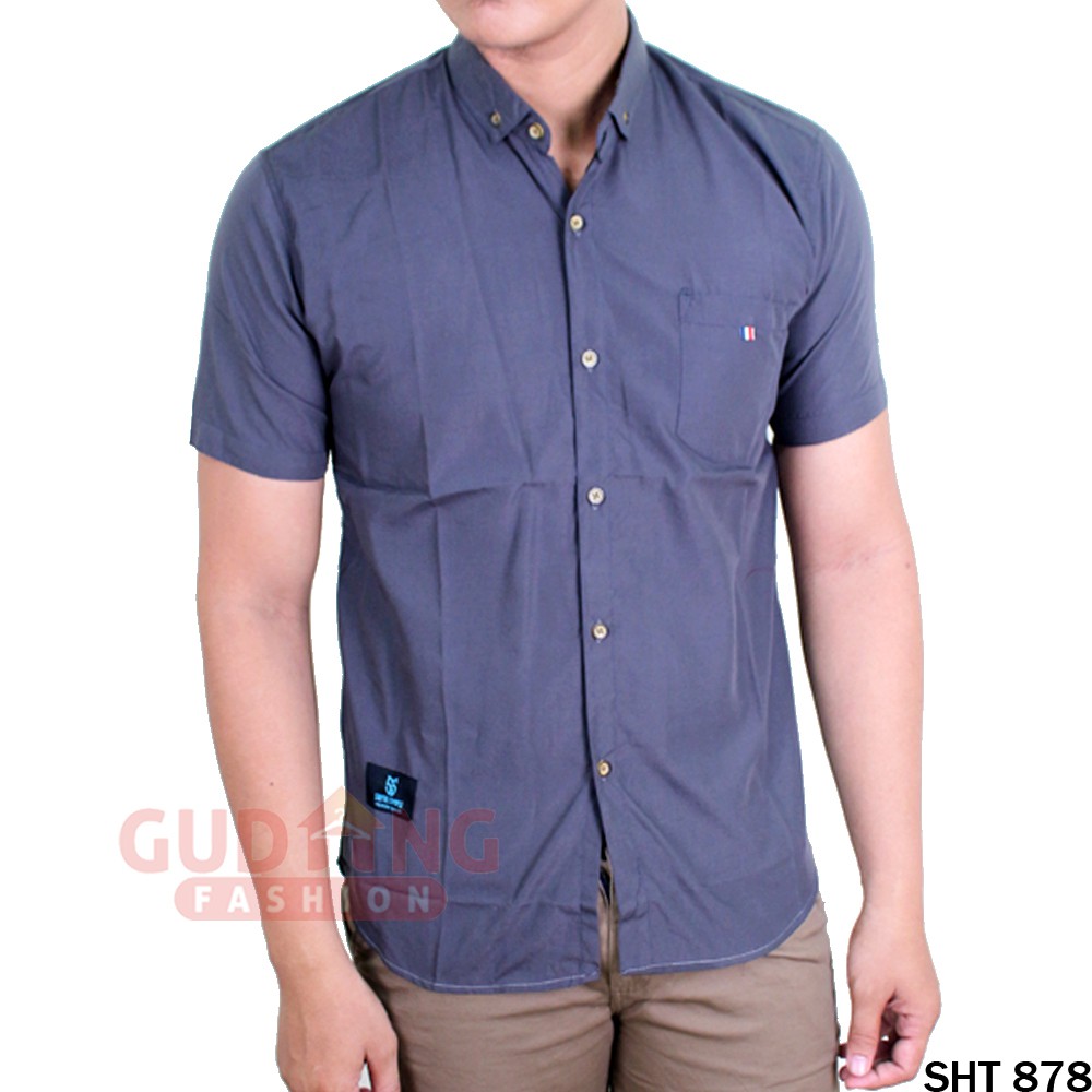 Kemeja Casual Pria Oxford Lengan Pendek - SHT 878