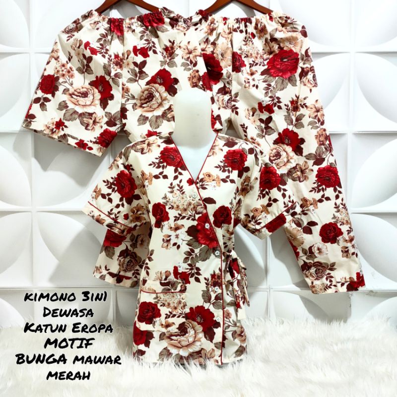 Piyama Kimono 3in1 Motif Bunga L/XL/XXL