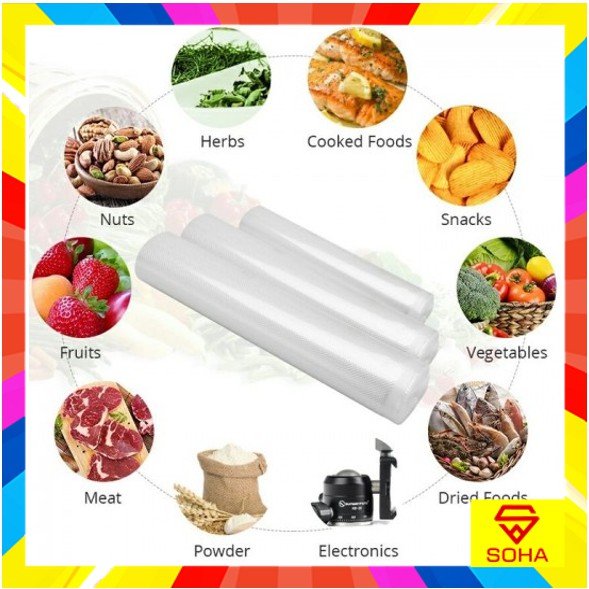 PVM-003 17cm * 500cm Plastik Emboss Vacum Makanan Roll 5 Meter / Vacuum food Sealer Plastic