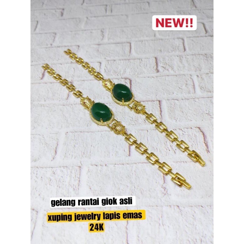 gelang giok asli rantai xuping lapis emas 24karat terbaru