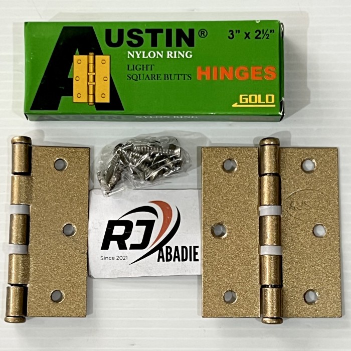 [12SET] Engsel Pintu Jendela Nylon Nilon Kuning Gold Plated AUSTIN 3&quot;