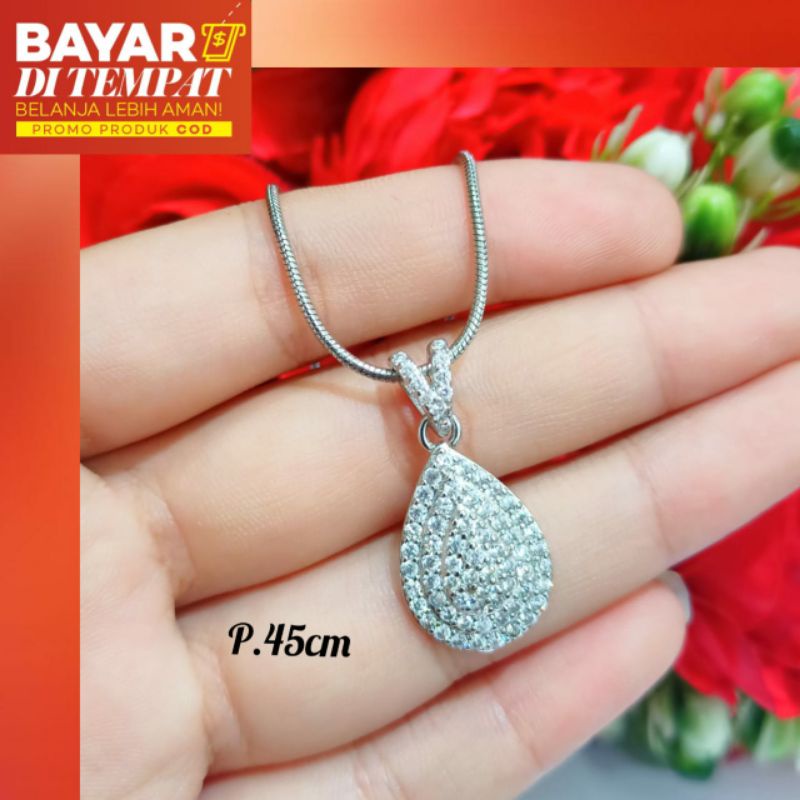 Set kalung Dewasa+Liontin labu full permata zircon menawan emas Korea anti karat modis