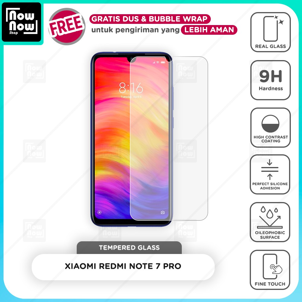 Tempered Glass Anti Gores Xiaomi Redmi Note 7 Pro Screen Guard Protector 9H Kaca Temperglass