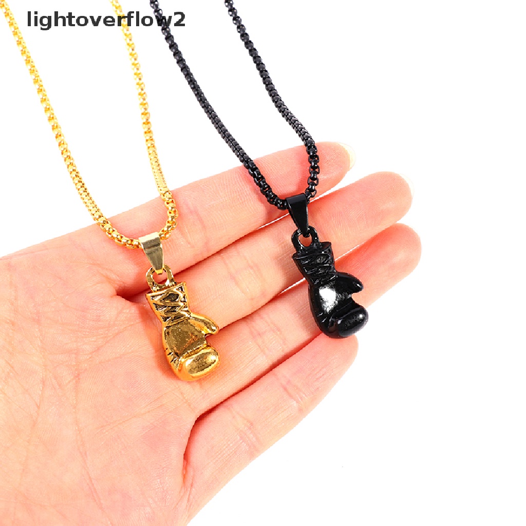 (lightoverflow2) Kalung Rantai Dengan Liontin Sarung Tangan Tinju Gaya Hip Hop Rock Untuk Pria