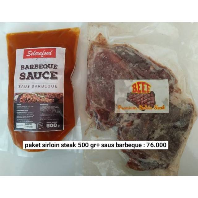 

Paket sirloin steak 500gr dan barbeque sauce 500 gr
