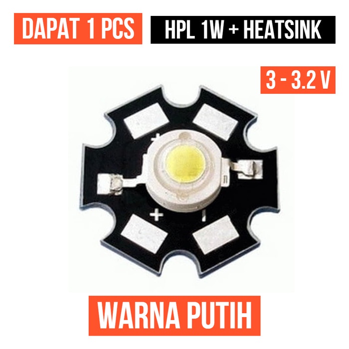 Lampu HPL 1W Putih Heatsink High Power LED White 1Watt 1 W Watt 1 Pcs