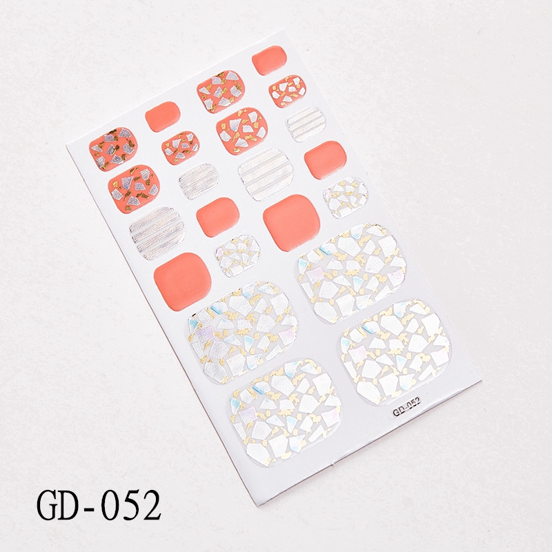 Gd050-065 Stiker Kuku 3D Motif Garis / Geometri Warna Emas Anti Air untuk Nail Art