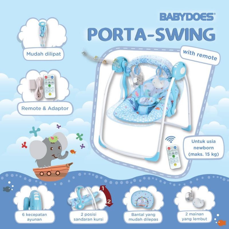 Babydoes Porta Swing With Remote / Ayunan Bayi Elektrik