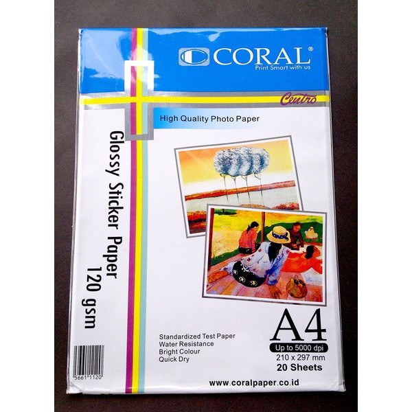 

Free Ongkir Coral Glossy Sticker Paper 120 gsm Murah