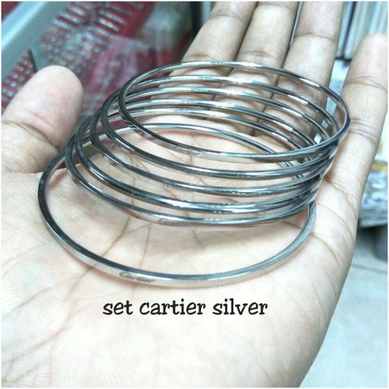 Gelang set 6 keroncong cartier titanium (stainless stell) 316L