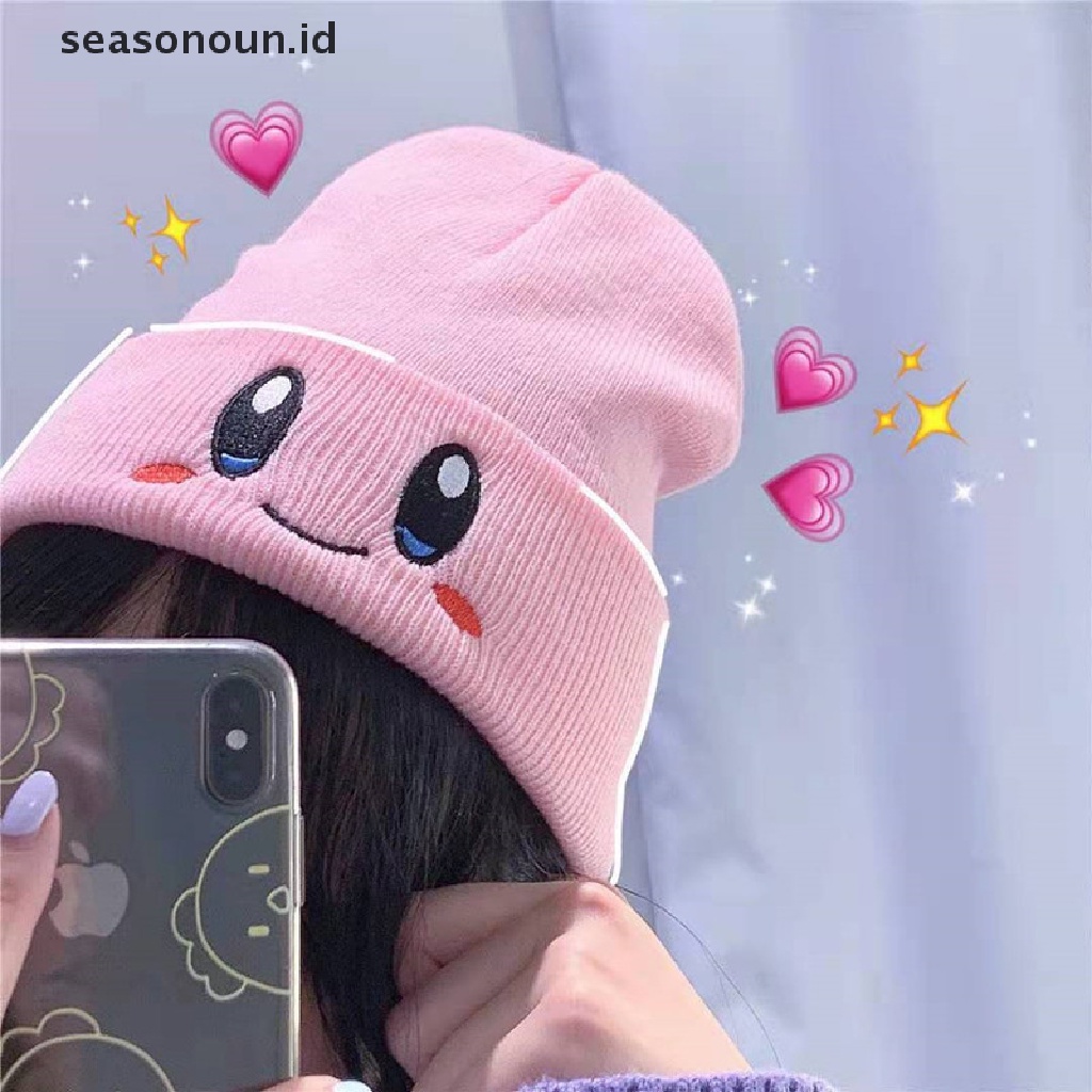 Topi Rajut Hangat Desain Kartun Anime Mata Wajah Lucu Untuk Cosplay