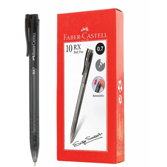 

READY PULPEN / BALLPOINT FABER-CASTELL RX 0.7 MM TINTA HITAM-BOX ISI 10 PCS