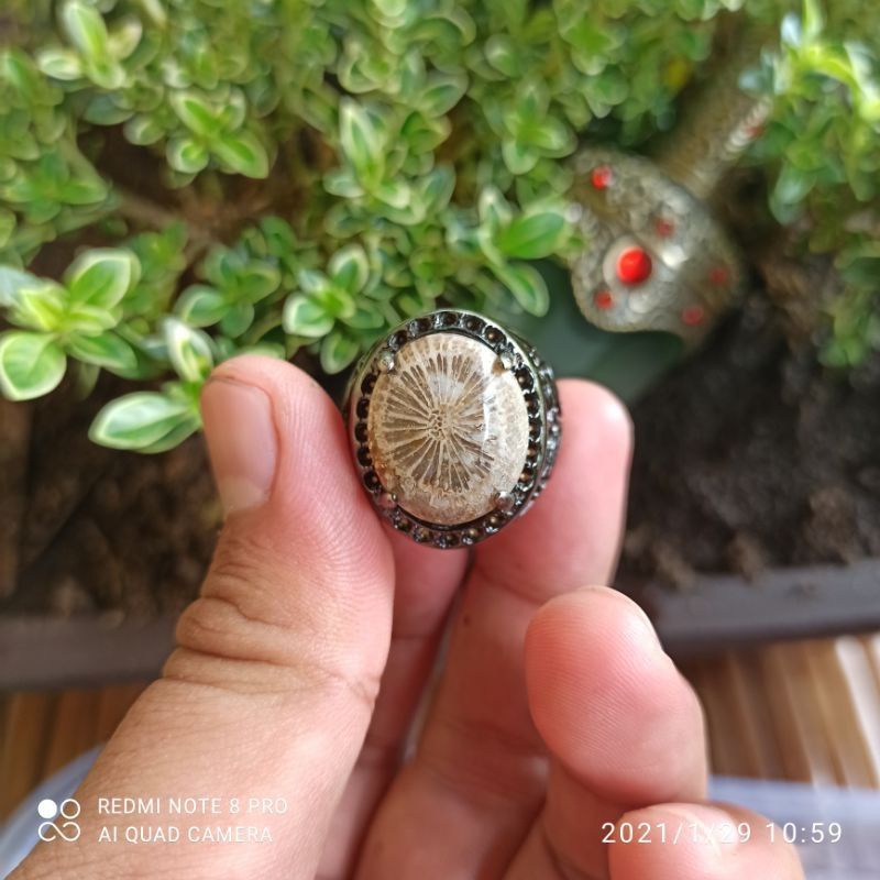 Cincin Batu Akik Teratai Tunggal Istimewa (N)