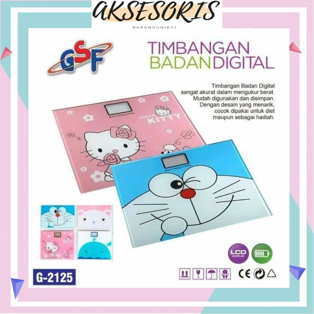 TIMBANGAN BADAN DIGITAL KARAKTER / TIMBANGAN BADAN DIGITAL KARAKTER / TIMBANGAN BADAN DIGITAL SEGI MINI KARAKTER MAX 180KG GSF G-2125 / GSF G 2125 / GSF 2125