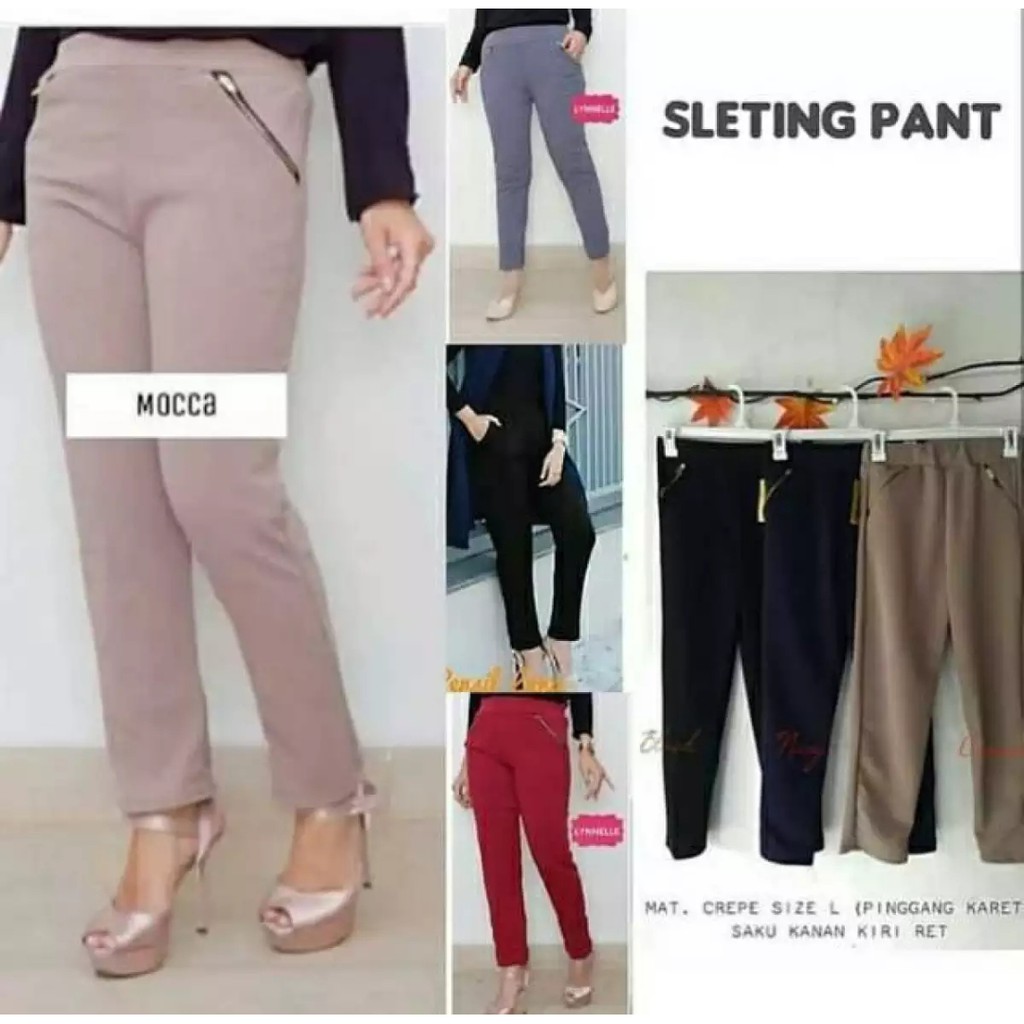 Celana murah // Celana Luna Resleting //  Scuba Resleting // Celana Wanita // Luna Scuba Resleting