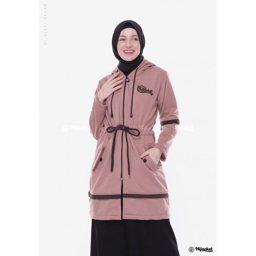 100% ORIGINAL - Jaket Sweater Wanita Muslimah Hijaber - Hijacket Aurelia - Panjang Hijabers Syari-Brown