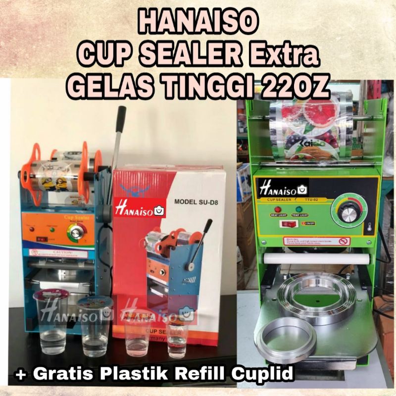 Medan Termurah Hanaiso CUP SEALER Tinggi 22oz 16oz Mesin Cupsealer ALAT PRESS Tutup GELAS Segel Jus Kopi Minuman Hanaiso Getra Carlton