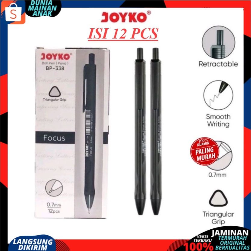 PEN PULPEN JOYKO VOCUS BP 338 / BALLPOINT PENA LANCIP JOYKO 0.7MM 1 PAK ISI 12 PCS