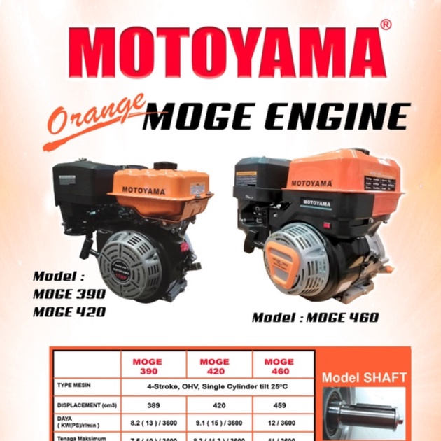 Mesin Penggerak 25 Hp Bensin Motoyama Moge 460