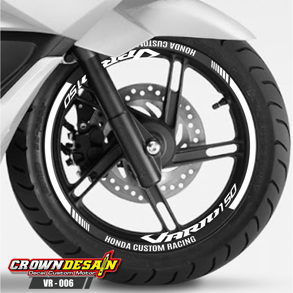 Cutting Sticker Lis Velg vario 150 125 stiker velg sticker velk vario 150 125 VR06 Putih/Merah