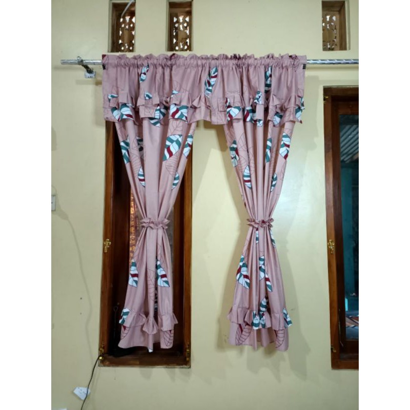 Gorden Serut Homemade Aesthetic Bunga Polos Peach Blue Hello Kitty Moon star Light 100x150